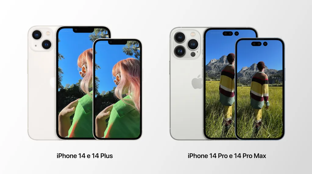 Sem versão Mini com tela de 5,4 polegadas, iPhones de 2022 serão compostos por dois modelos de 6,1 pol. e dois modelos de 6,7 pol. (Imagem: Reprodução/Canaltech)