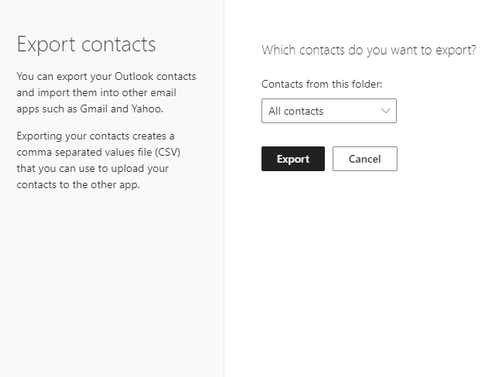 Selecione a opção "All contacts", então toque em "Export" - (Captura: Canaltech/Felipe Freitas)