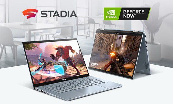 A ASUS destaca a compatibilidade do CX5 com serviços de streaming de games como o Stadia e o GeForce NOW (Imagem: Reprodução/ASUS)