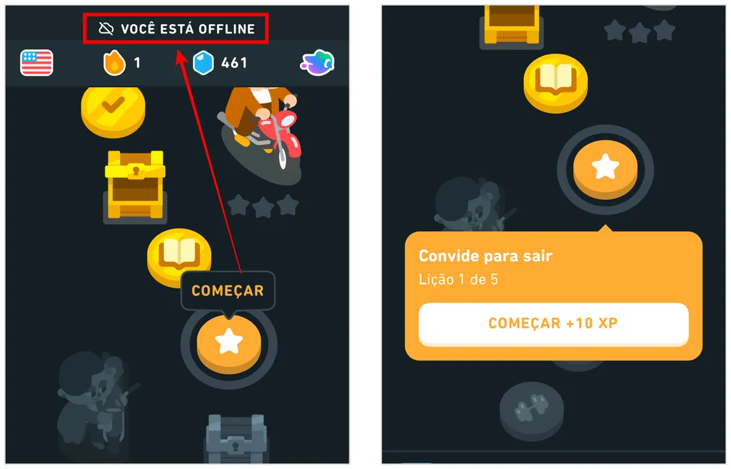 Como usar o Duolingo offline no celular (Captura de tela: Caio Carvalho)