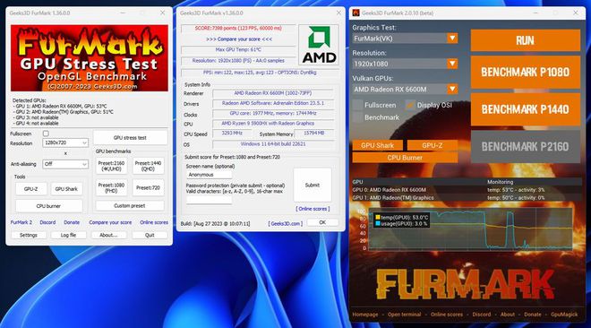 FurMark 2.0 traz interface bem renovada em comparação à versão 1.36 (Imagem: Geeks3D via Tom's Hardware/Reprodução)
