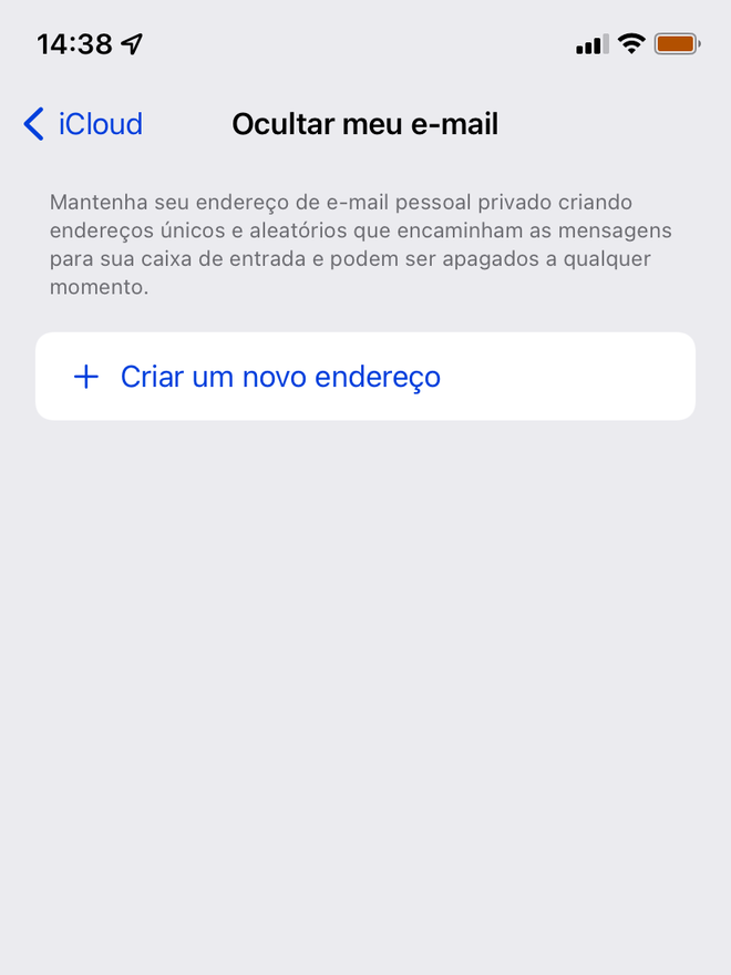 Clique para criar um novo endereço de e-mail único e aleatório. Captura de tela: Lucas Wetten (Canaltech)