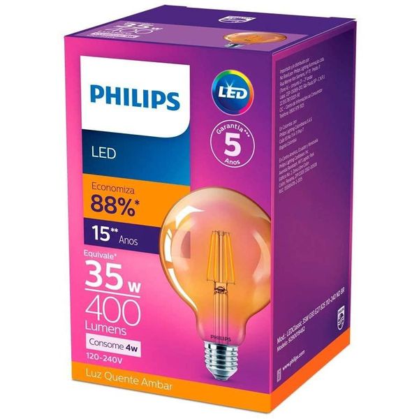 LED Filamento G93 2500K 400LM 100-240V Philips 4W