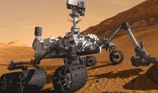 Simulação do rover Rosalind Franklin em terreno marciano