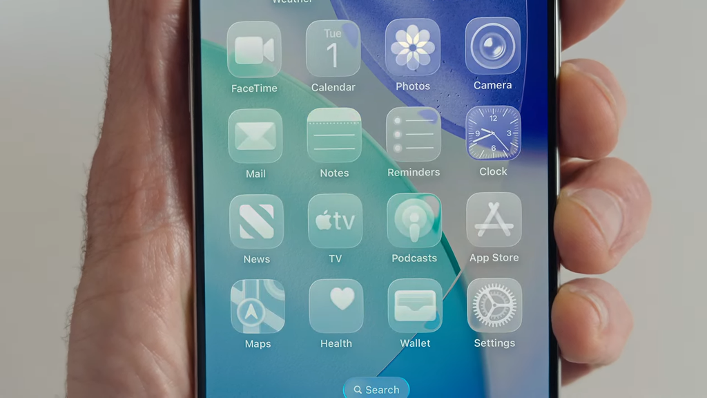 iOS 26 terá mudanças no visual, a maior desde o iOS 7 (Imagem: Reprodução/Apple)