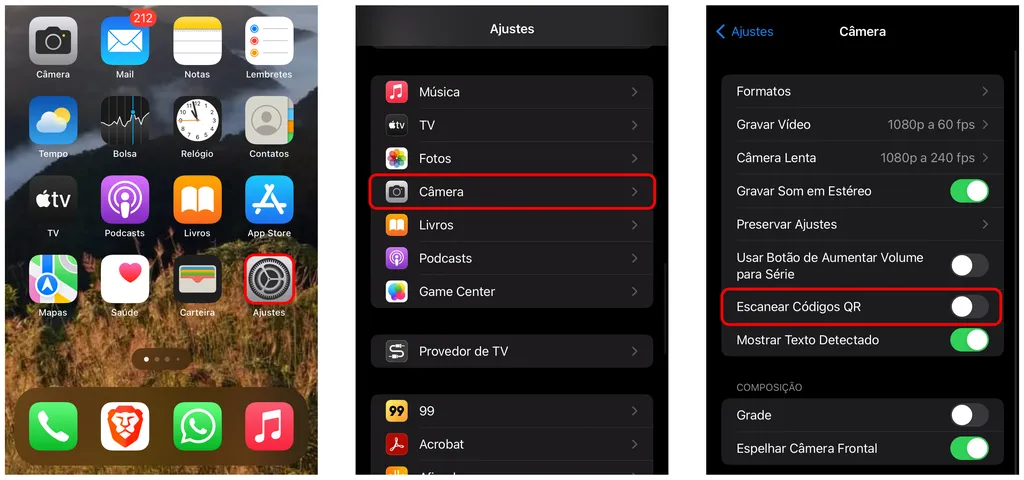 Desative a escaneamento do QR Code no iPhone (Captura de tela: Thiago Furquim/Canaltech)