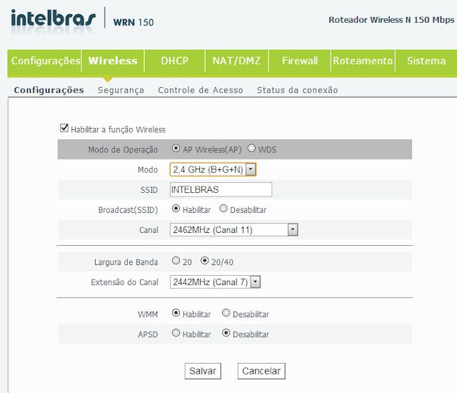 Intelbras WRN 150 - Screenshot Intelbras WRN 150 - Screenshot