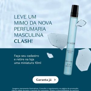 LEIA A DESCRIÇÃO | O Boticário - Ganhe uma miniatura do Perfume Clash 10ml na retirada em loja | APP