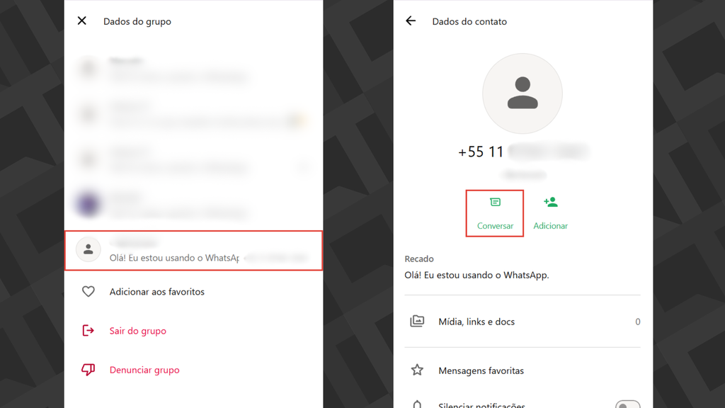 Passos para enviar mensagem para membro de um grupo do WhatsApp sem salvar o número da pessoa