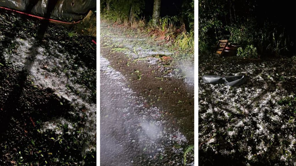 Granizo cobrindo estrada